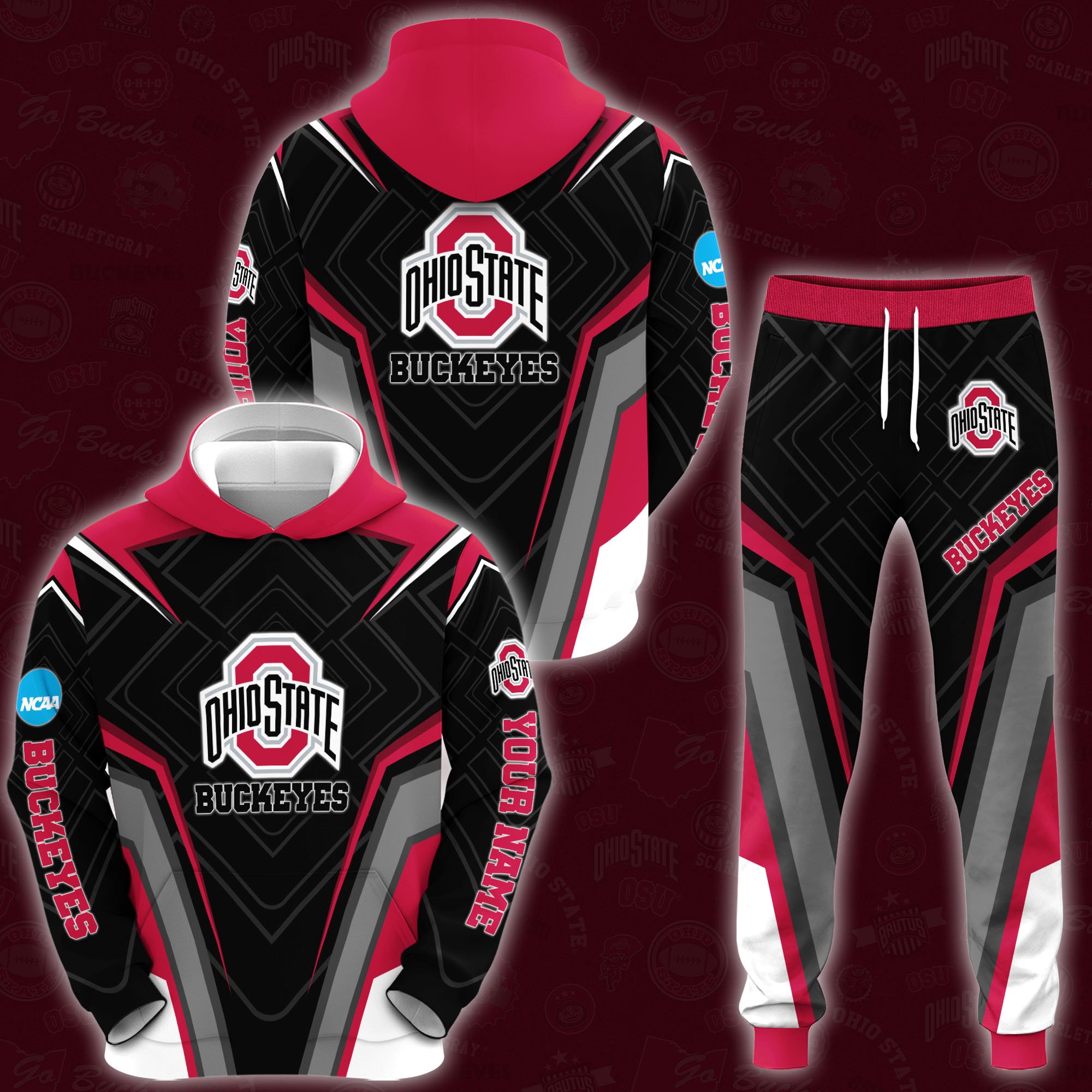 Ohio State Buckeyes Hoodie And Sweatpants 2024 Version Custom Your Name, Hoodie And Sweatpants For Sport Lovers, Gifts For Fans, Sport Gifts ETRG-62556