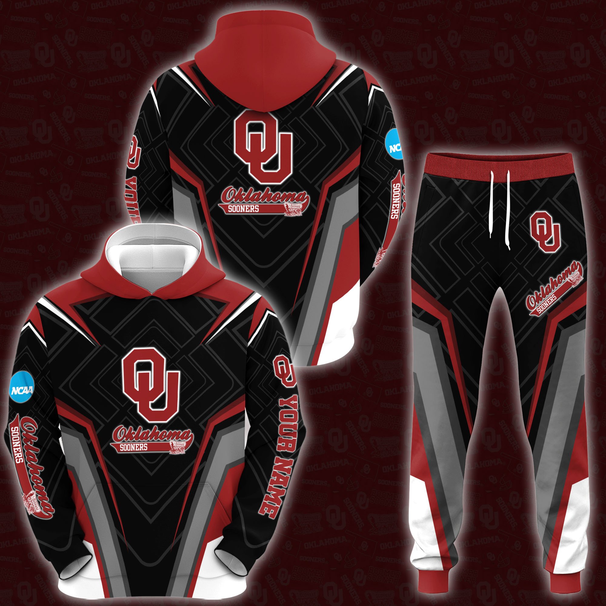 Oklahoma Sooners Hoodie And Sweatpants 2024 Version Custom Your Name, Hoodie And Sweatpants For Sport Lovers, Gifts For Fans, Sport Gifts ETRG-62556