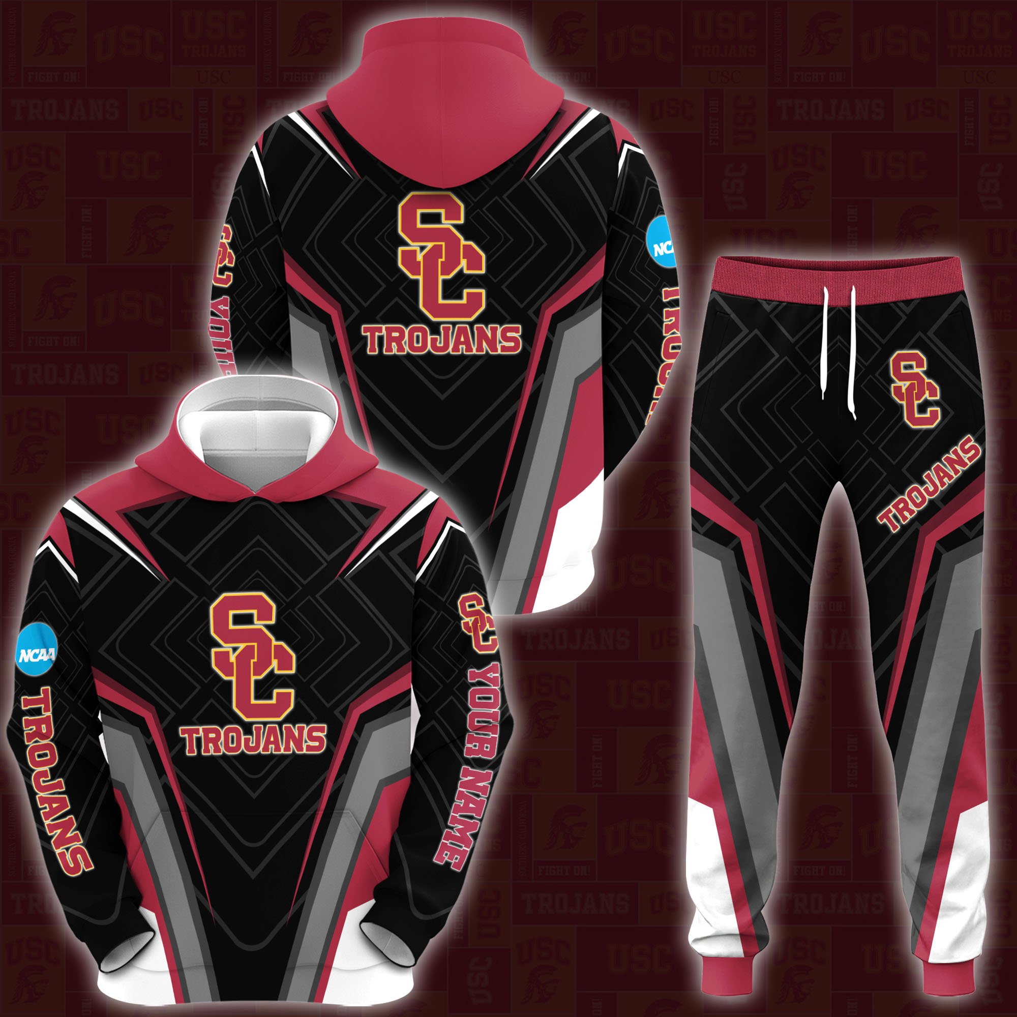 USC Trojans Hoodie And Sweatpants 2024 Version Custom Your Name, Hoodie And Sweatpants For Sport Lovers, Gifts For Fans, Sport Gifts ETRG-62556