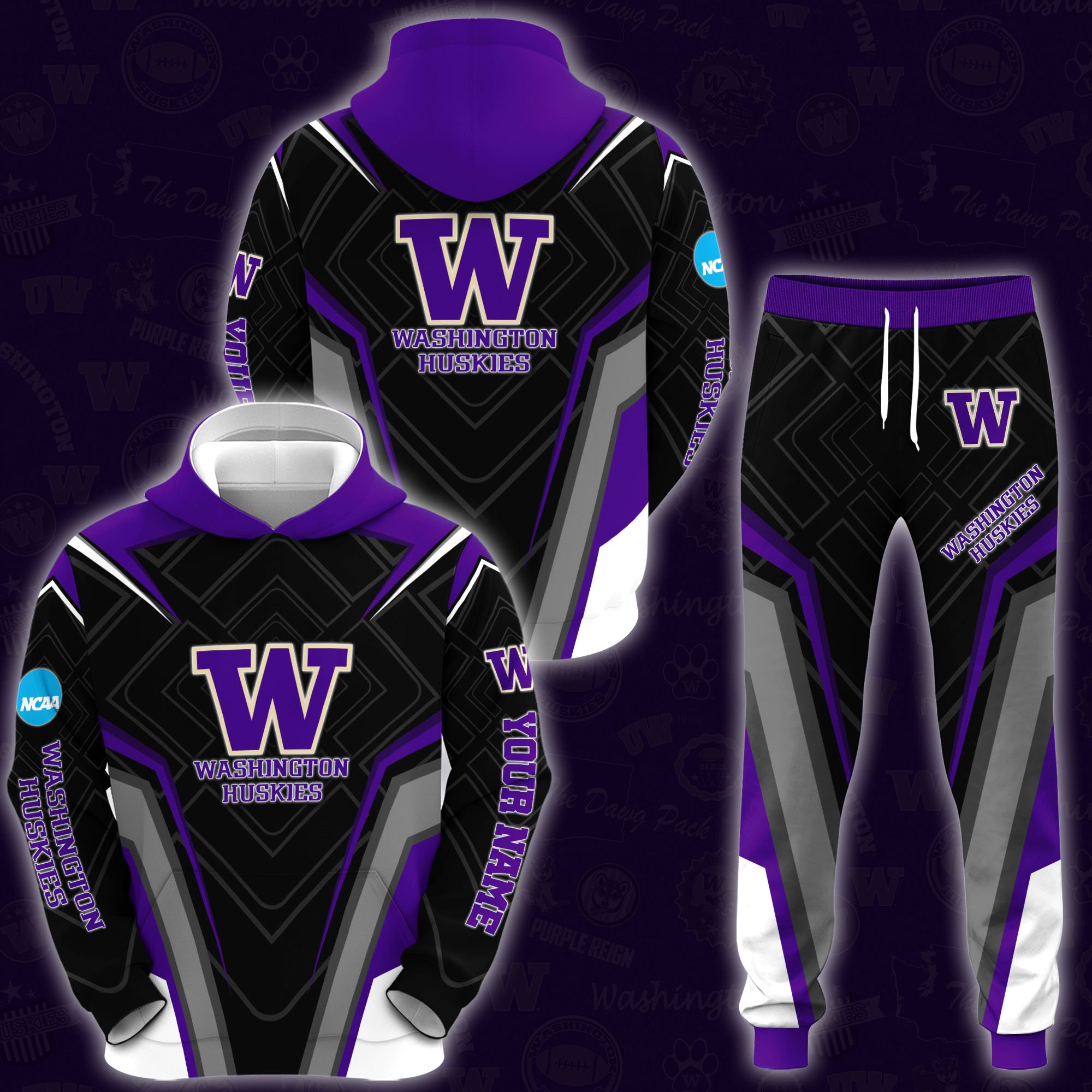 Washington Huskies Hoodie And Sweatpants 2024 Version Custom Your Name, Hoodie And Sweatpants For Sport Lovers, Gifts For Fans, Sport Gifts ETRG-62556