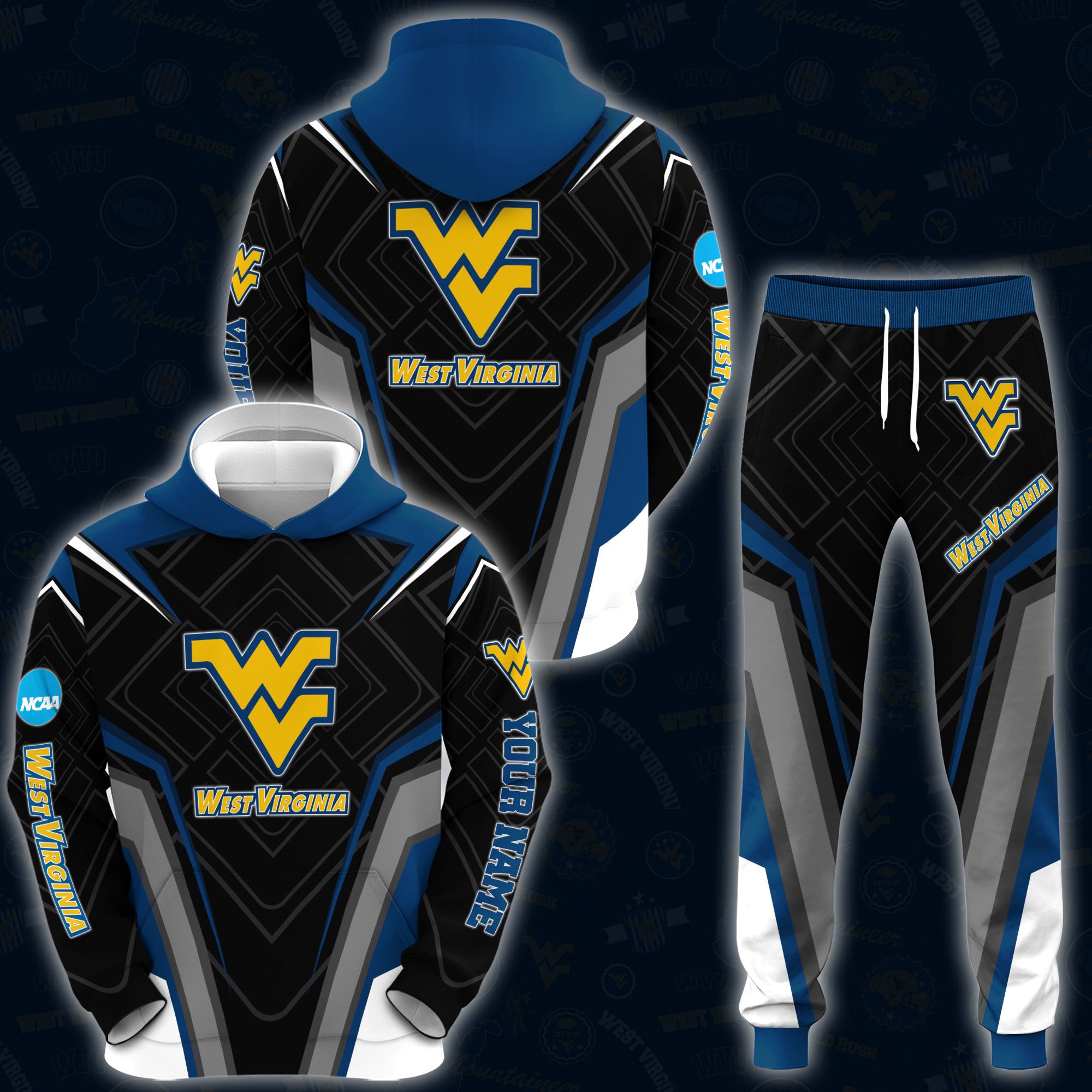 West Virginia Mountaineers Hoodie And Sweatpants 2024 Version Custom Your Name, Hoodie And Sweatpants For Sport Lovers, Gifts For Fans, Sport Gifts ETRG-62556