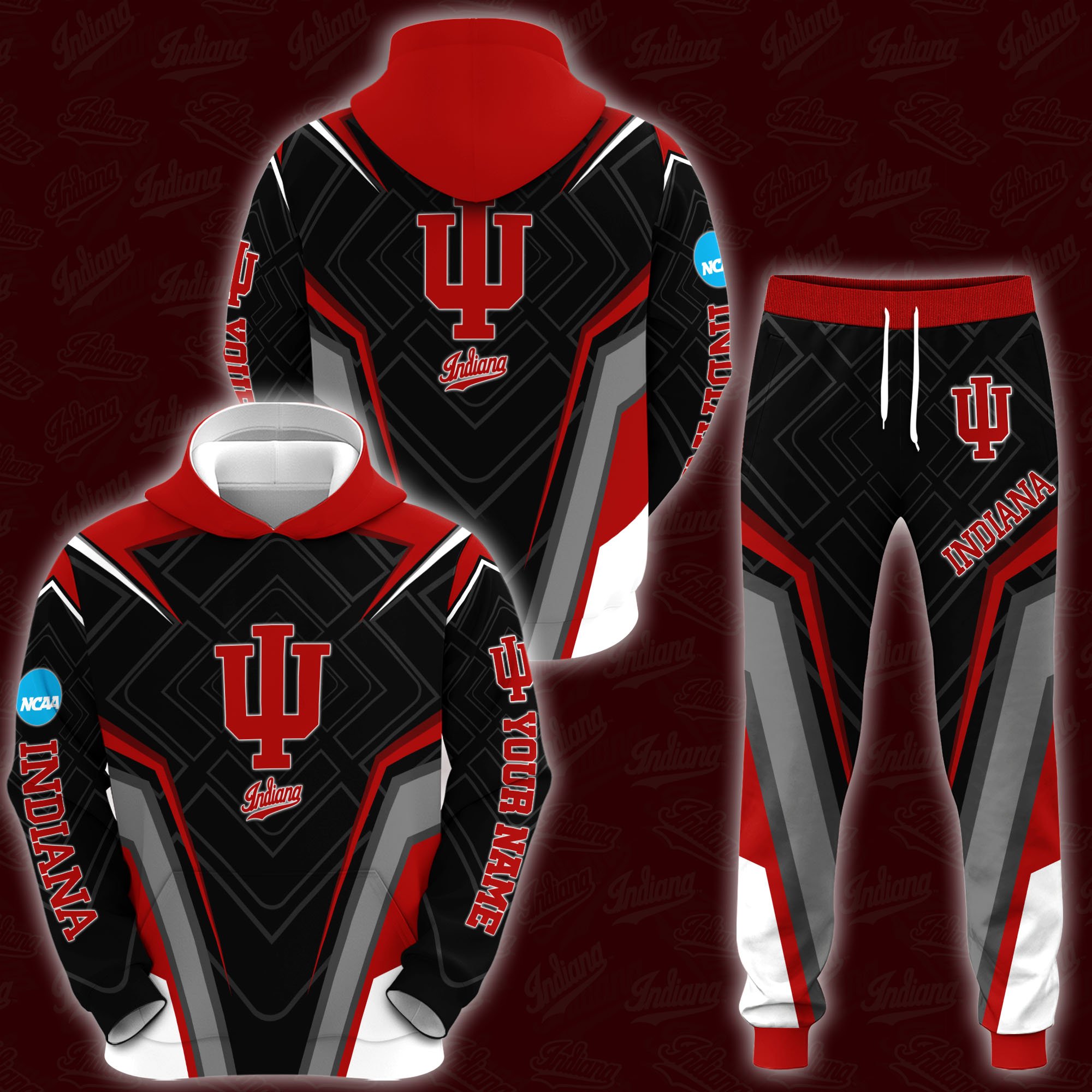 Indiana Hoosiers Hoodie And Sweatpants 2024 Version Custom Your Name, Hoodie And Sweatpants For Sport Lovers, Gifts For Fans, Sport Gifts ETRG-62556