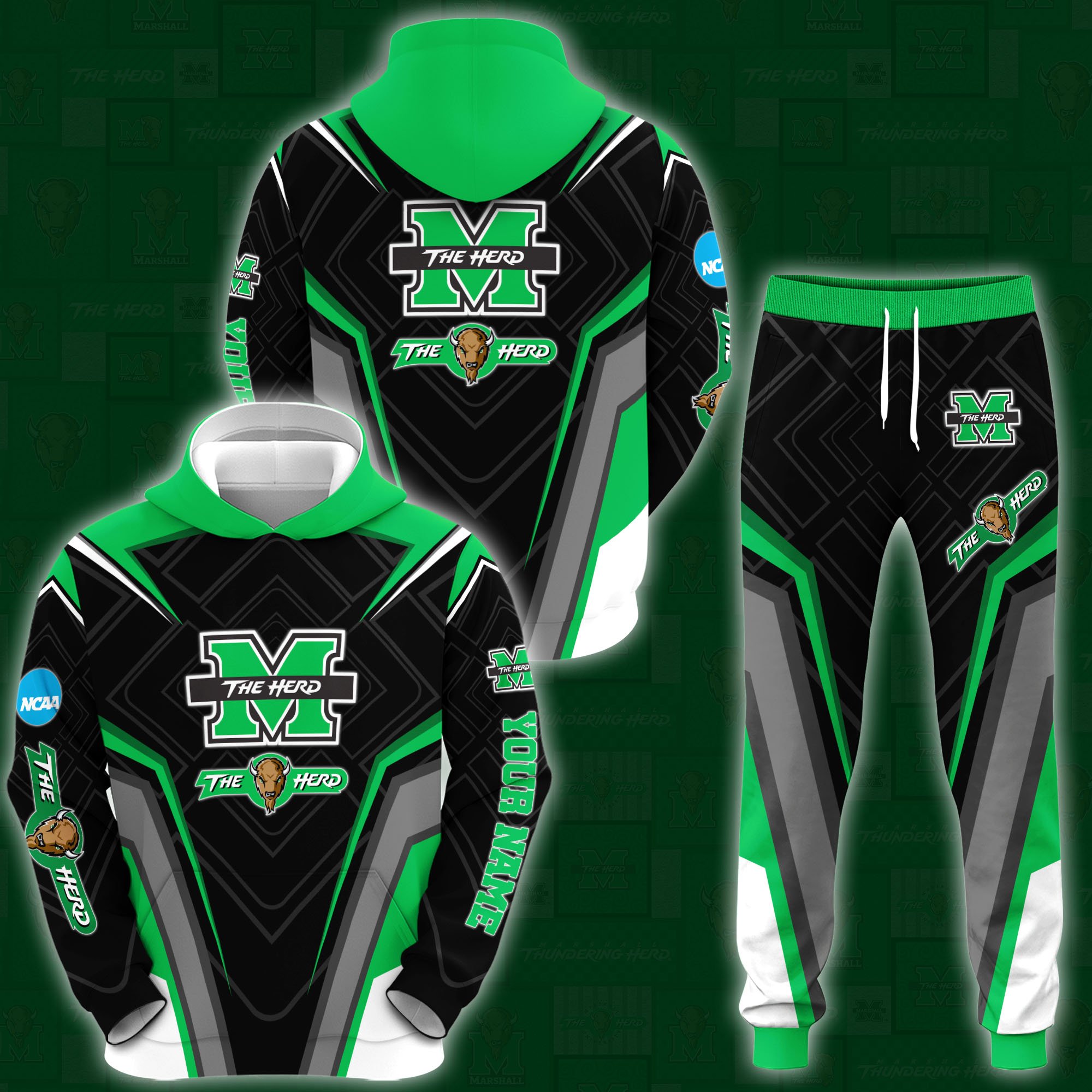 Marshall Thundering Herd Hoodie And Sweatpants 2024 Version Custom Your Name, Hoodie And Sweatpants For Sport Lovers, Gifts For Fans, Sport Gifts ETRG-62556