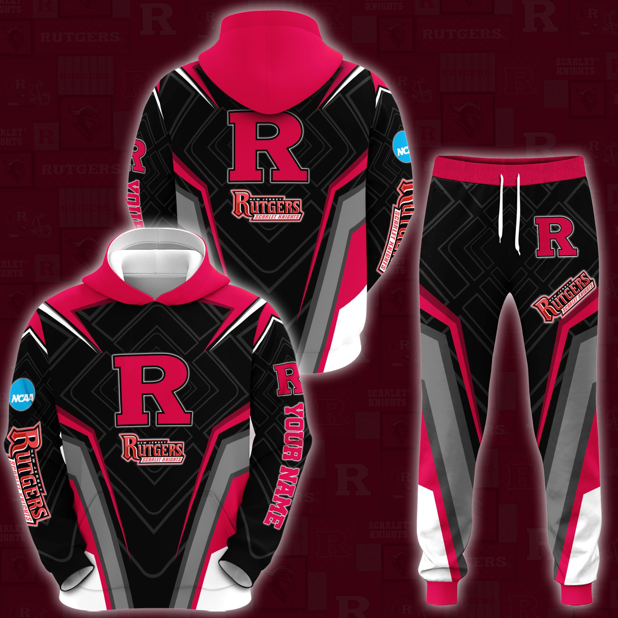 Rutgers Scarlet Knights Hoodie And Sweatpants 2024 Version Custom Your Name, Hoodie And Sweatpants For Sport Lovers, Gifts For Fans, Sport Gifts ETRG-62556