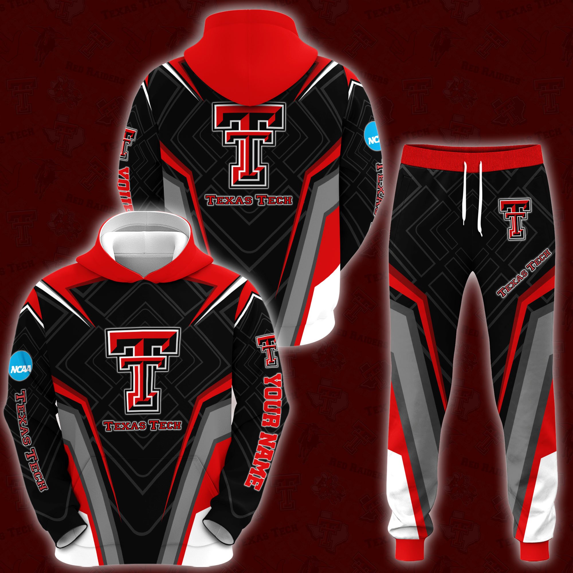 Texas Tech Red Raiders Hoodie And Sweatpants 2024 Version Custom Your Name, Hoodie And Sweatpants For Sport Lovers, Gifts For Fans, Sport Gifts ETRG-62556