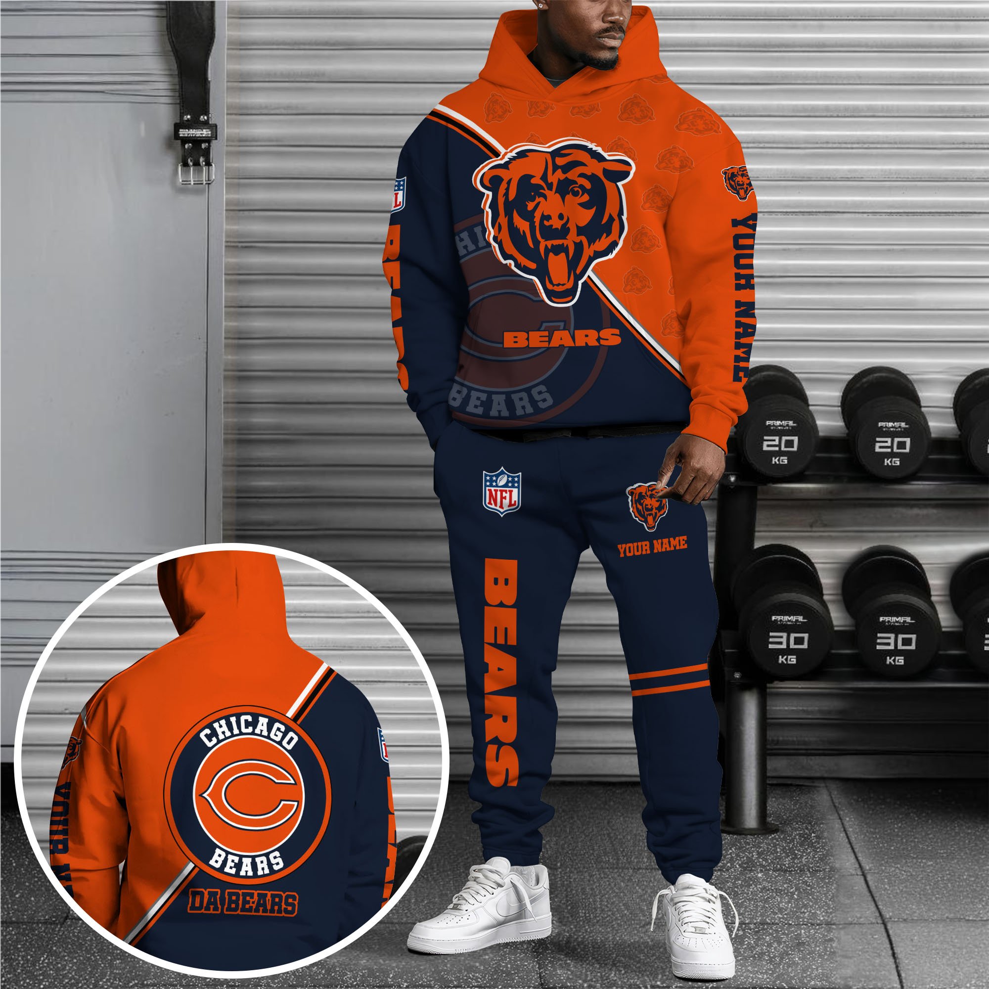 Chicago Bears Hoodie And Joggers Custom Your Name, Sport Clothings, Sport Gifts ETRG-62940