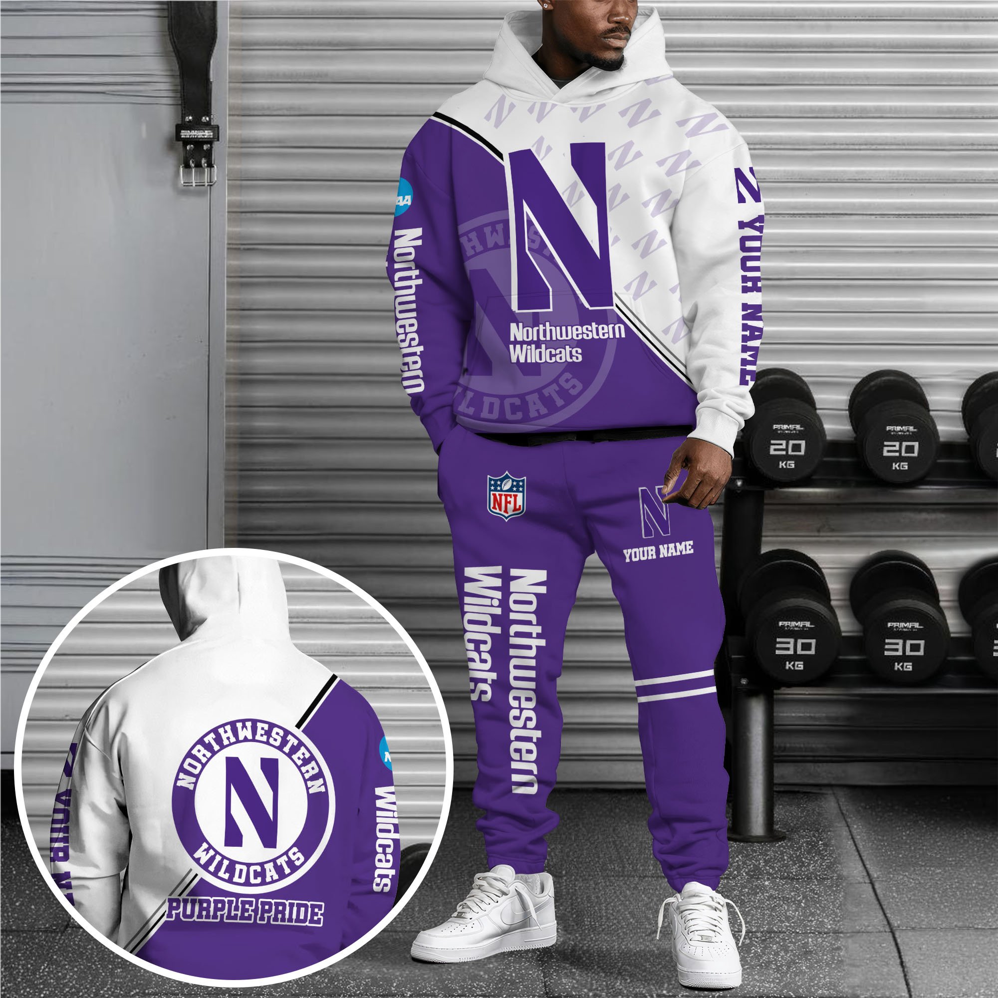 Northwestern Wildcats Hoodie And Joggers Custom Your Name, Sport Clothings, Sport Gifts ETRG-62998