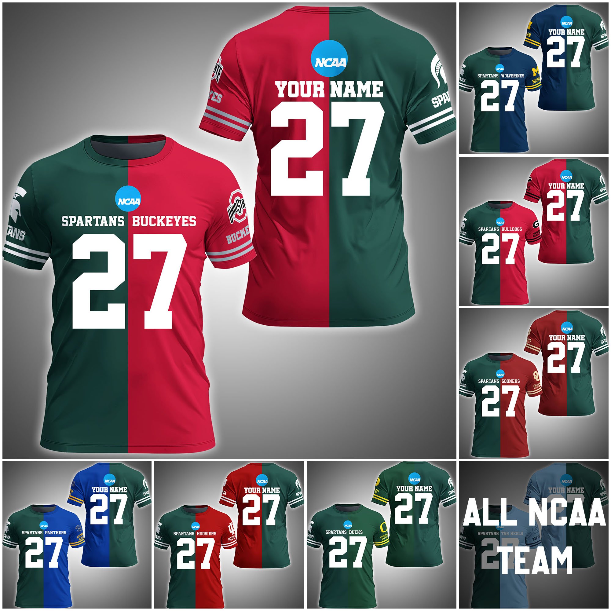 Michigan State Spartans House Divided T-Shirt Custom Number, Name And Team, Football Gifts For Fan ETRG-63017